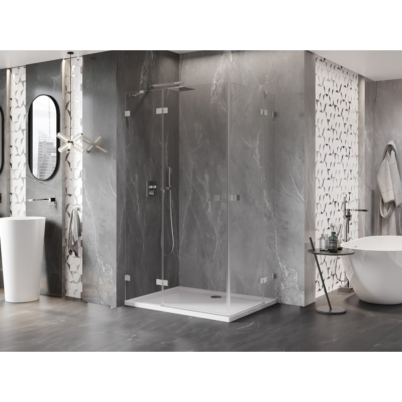 Mexen Lunar Duo Duschkabine, links 110 x 85 cm, transparent, gebürstetes Nickel - 834-110L-085P-97-00