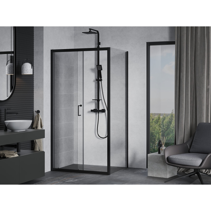 Mexen Apia 125 x 80 cm Schiebedusche, transparent, schwarz - 840-125-080-70-00