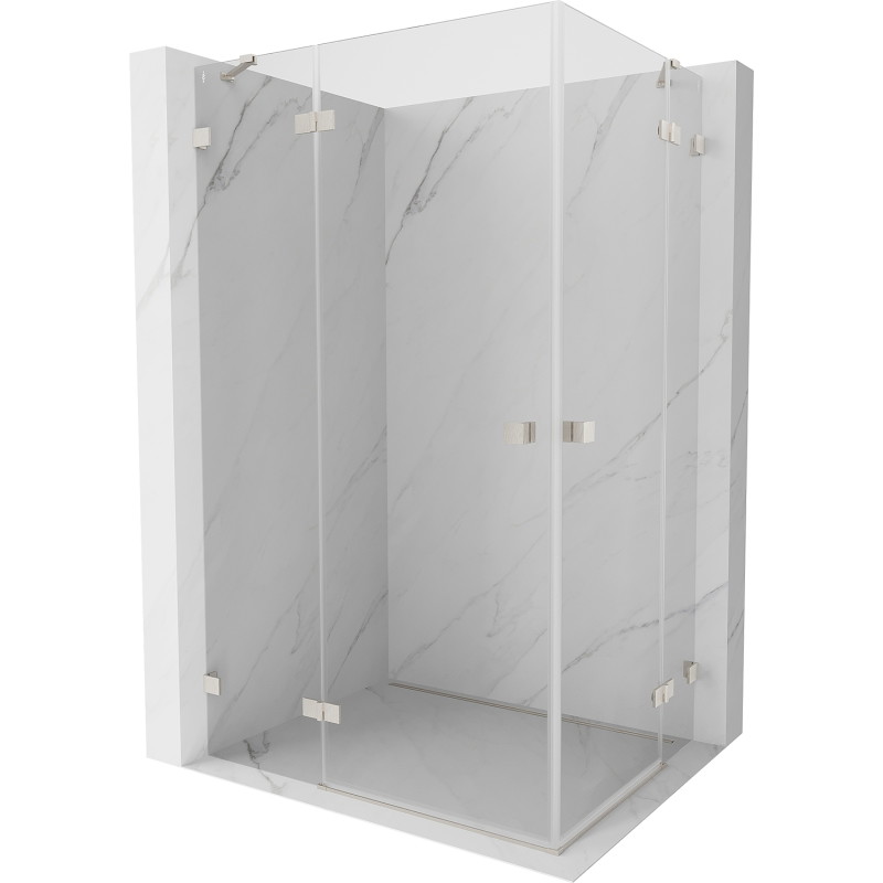 Mexen Lunar Duo Duschkabine mit Schwingtür links 120 x 105 cm, transparent, gebürsteter Nickel - 834-120L-105P-97-00