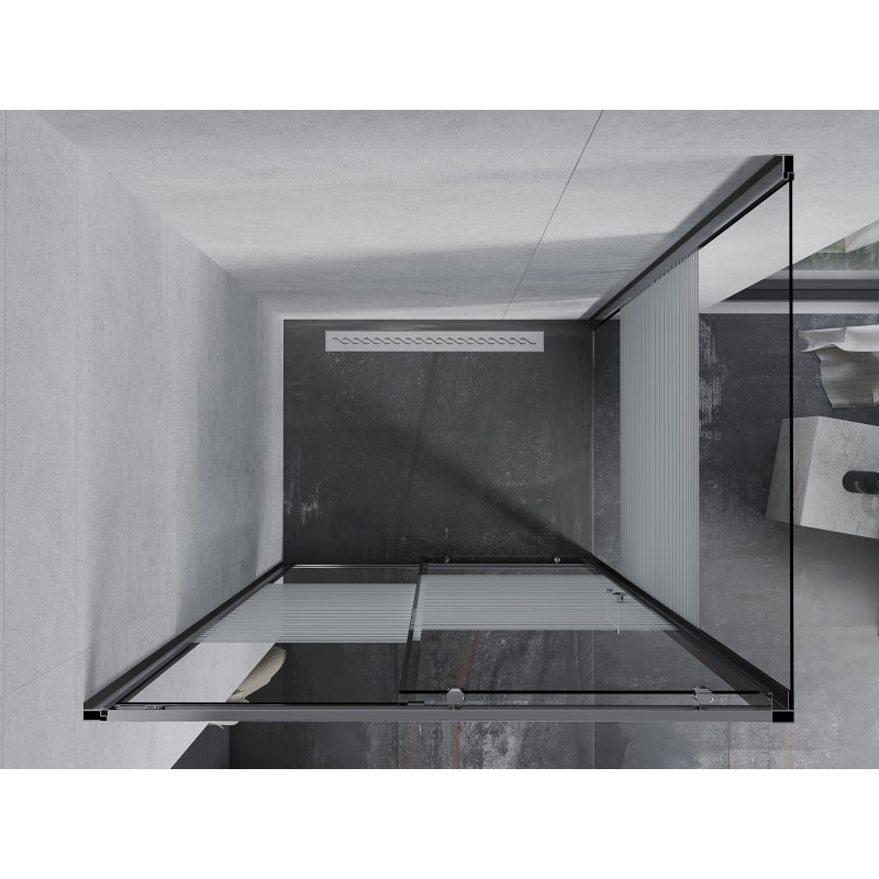 Mexen Apia Schiebedusche 95 x 90 cm, weiße Streifen, Chrom - 840-095-090-01-20