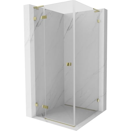 Mexen Lunar L Duschkabine, schwingtür Links 80 x 80 cm, transparent, gold - 834L-080-080-50-00-L