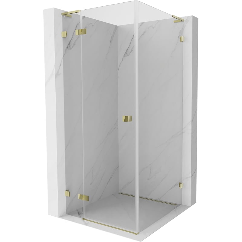 Mexen Lunar L Duschkabine mit Schwingtür links 90 x 90 cm, transparent, gold - 834L-090-090-50-00-L