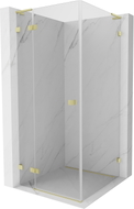Mexen Lunar L Duschkabine schwenkbar links 80 x 80 cm, transparent, gebürstetes Gold - 834L-080-080-55-00-L