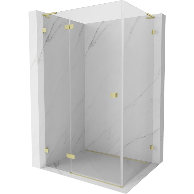 Mexen Lunar L Duschkabine schwenkbar links 95 x 90 cm, transparent, gebürstetes Gold - 834L-095-090-55-00-L