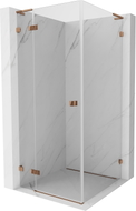 Mexen Lunar L Duschkabine mit nach links öffnender Tür 80 x 80 cm, transparent, Roségold - 834L-080-080-60-00-L