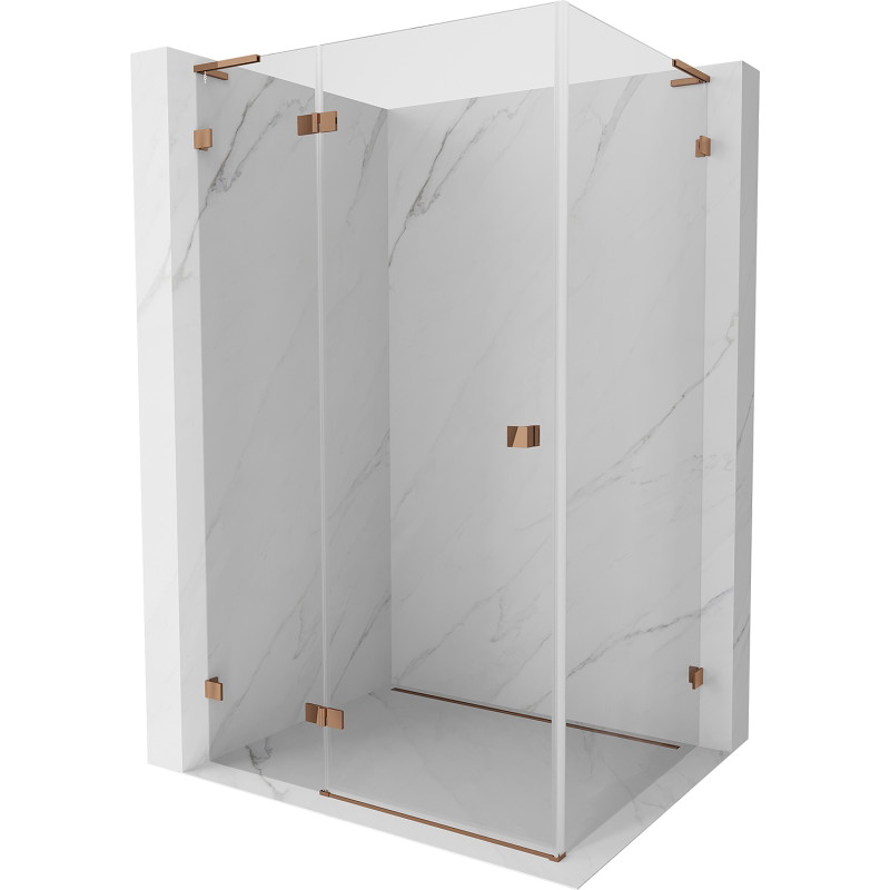 Mexen Lunar L Duschkabine schwenkbar links 90 x 80 cm, transparent, Roségold - 834L-090-080-60-00-L