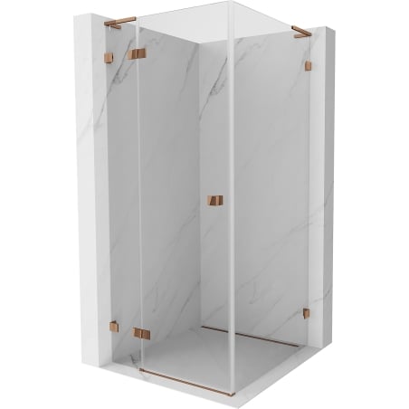 Mexen Lunar L Duschkabine schwenkbar links 90 x 90 cm, transparent, Roségold - 834L-090-090-60-00-L