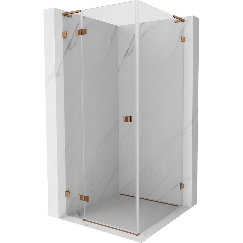 Mexen Lunar L Duschkabine, nach links öffnend, 100 x 100 cm, transparent, Roségold - 834L-100-100-60-00-L