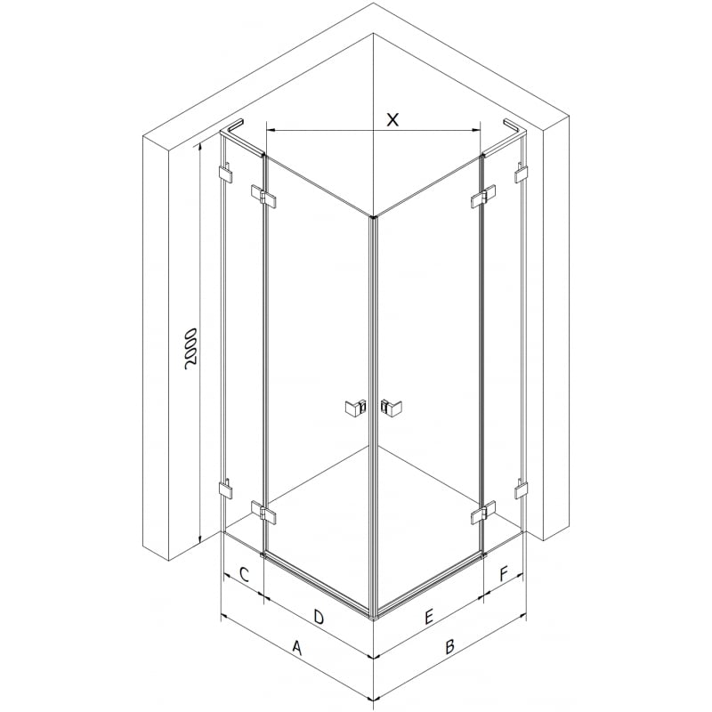 Mexen Lunar L Duo Duschkabine schwenkbar links 105 x 75 cm, transparent, schwarz - 834L-105L-075P-70-00