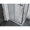 Mexen Apia Schiebeduschkabine 90 x 70 cm, transparent, Chrom + Duschwanne Flat - 840-090-070-01-00-4010