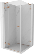 Mexen Lunar L Duschkabine schwenkbar links 80 x 80 cm, transparent, gebürstetes Kupfer - 834L-080-080-65-00-L