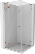Mexen Lunar L Duschkabine, rechts öffnend, linksseitig, 90 x 90 cm, transparent, gebürstetes Kupfer - 834L-090-090-65-00-L