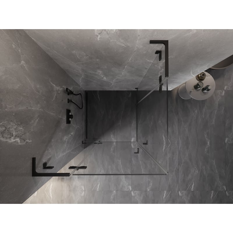 Mexen Lunar L Duo Duschkabine schwenkbar 110 x 110 cm, transparent, schwarz - 834L-110L-110P-70-00