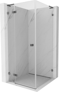 Mexen Lunar L Duschkabine schwenkbar links 90 x 90 cm, transparent, gebürstetes Gun Gray - 834L-090-090-66-00-L