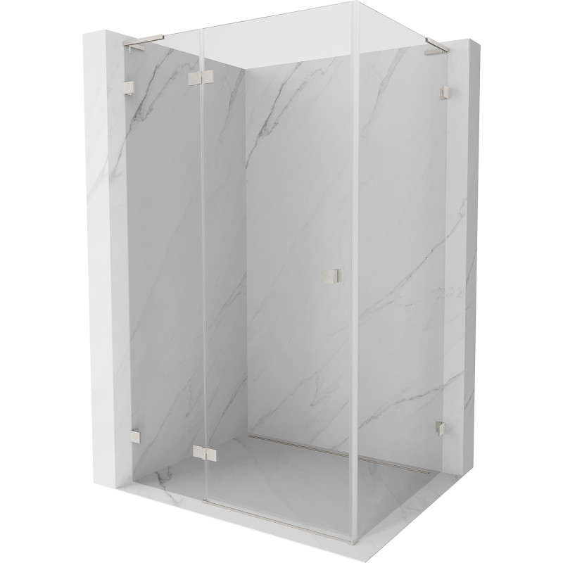 Mexen Lunar L Duschkabine links 90 x 80 cm, transparent, gebürsteter Nickel - 834L-090-080-97-00-L