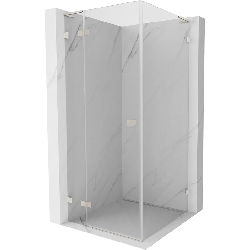 Mexen Lunar L Duschkabine schwenkbar links 90 x 90 cm, transparent, gebürsteter Nickel - 834L-090-090-97-00-L