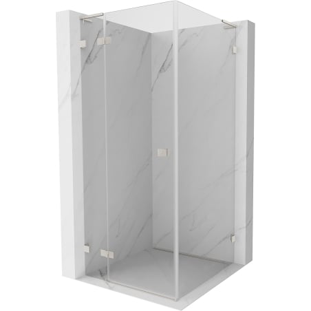 Mexen Lunar L Duschkabine schwenkbar links 90 x 90 cm, transparent, gebürsteter Nickel - 834L-090-090-97-00-L