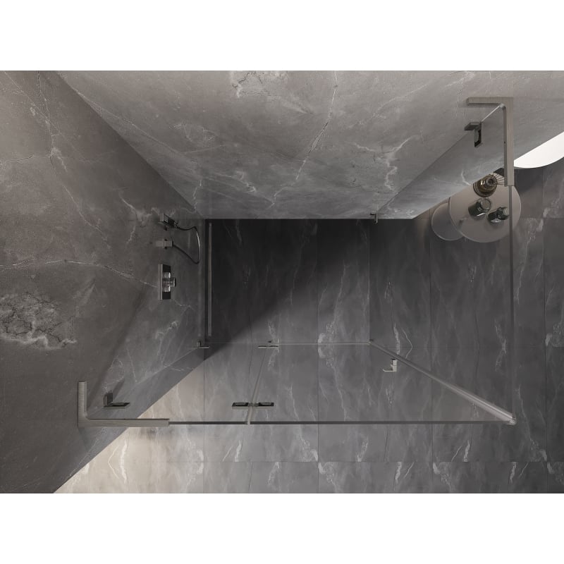 Mexen Lunar L Duschkabine schwenkbar links 100 x 90 cm, transparent, gebürsteter Nickel - 834L-100-090-97-00-L