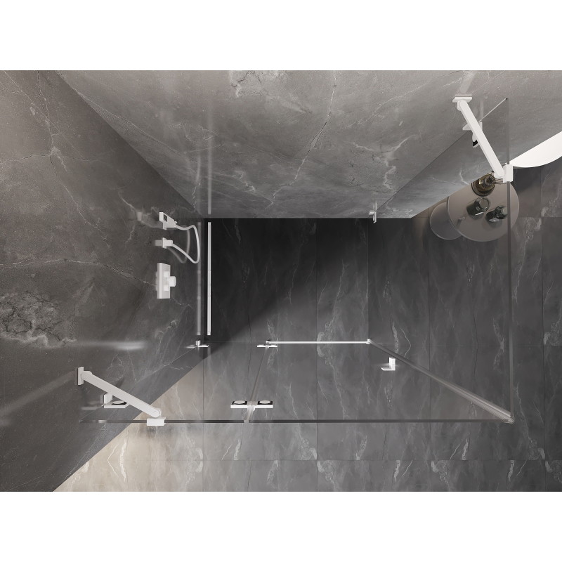 Mexen Lunar Duschkabine, schwenkbar, links 85 x 80 cm, transparent, weiß - 834-085-080-20-00-L
