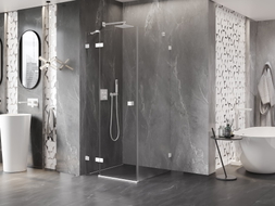 Mexen Lunar Duschkabine schwenkbar links 90 x 90 cm, transparent, weiß - 834-090-090-20-00-L