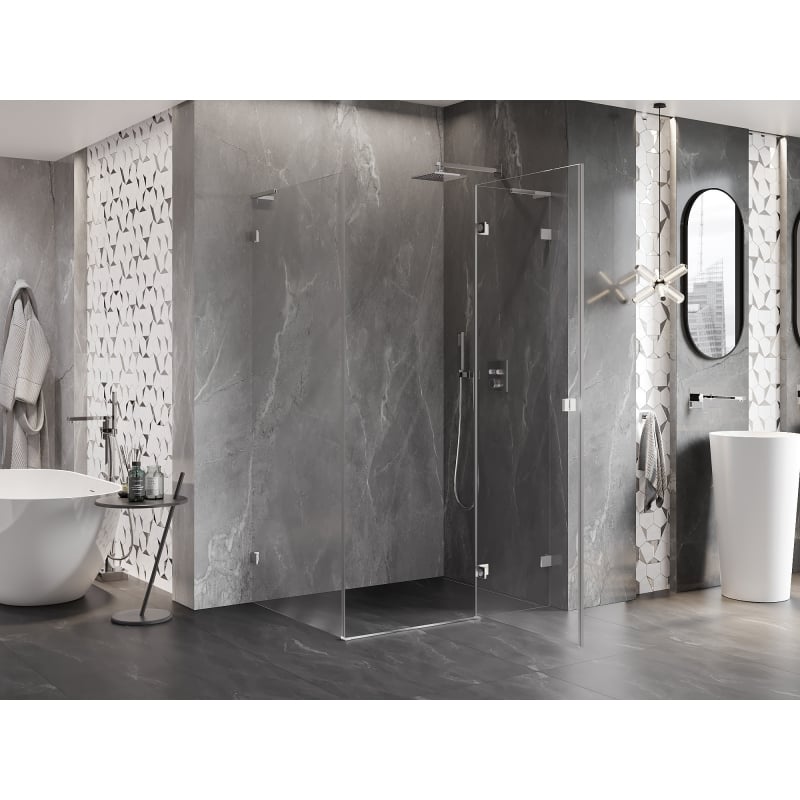 Mexen Lunar L Duschkabine mit rechter Tür 100 x 80 cm, transparent, Chrom - 834L-100-080-01-00-P