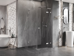 Mexen Lunar L Duschkabine, schwenkbar, rechts, 90 x 90 cm, transparent, Chrom - 834L-090-090-01-00-P