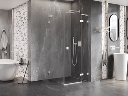 Mexen Lunar L Duschkabine rechts 100 x 100 cm, transparent, weiß - 834L-100-100-20-00-P
