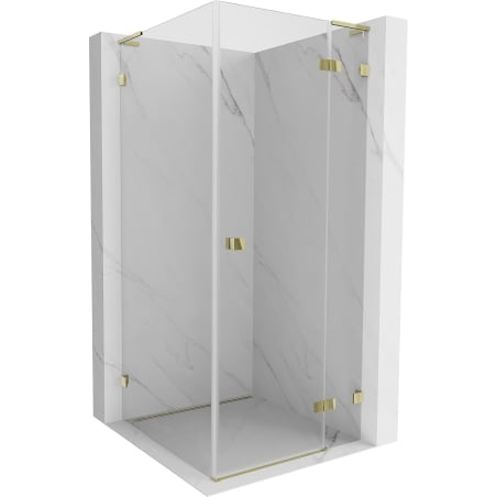 Mexen Lunar L Duschkabine Schwenkbar Rechts 100 x 100 cm, Transparent, Gold - 834L-100-100-50-00-P