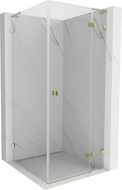 Mexen Lunar L Duschkabine Schwenkbar Rechts 100 x 100 cm, Transparent, Gold - 834L-100-100-50-00-P
