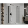 Mexen Roma Duschkabine schwenkbar 100 x 80 cm, transparent, schwarz + Duschwanne Flat, weiß - 854-100-080-70-00-4010B