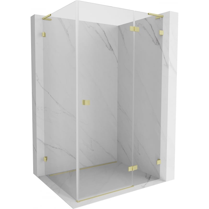 Mexen Lunar L Duschkabine rechts öffnend 100 x 80 cm, transparent, gebürstetes Gold - 834L-100-080-55-00-P