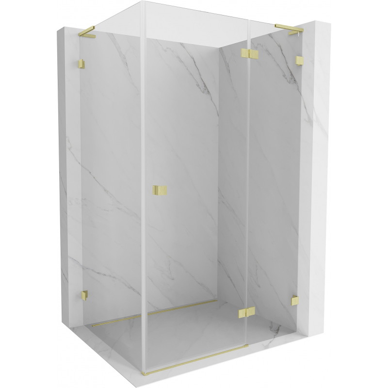 Mexen Lunar L Duschkabine rechts öffnend 95 x 90 cm, transparent, gebürstet Gold - 834L-095-090-55-00-P