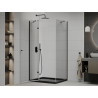 Mexen Roma Klappbare Duschkabine 100 x 90 cm, transparent, schwarz + Duschwanne Flat, schwarz - 854-100-090-70-00-4070B