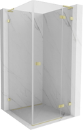 Mexen Lunar L Duschkabine rechts öffnend 100 x 100 cm, transparent, gebürstetes Gold - 834L-100-100-55-00-P