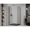 Mexen Roma Duschkabine schwenkbar 80 x 100 cm, transparent, schwarz + Duschwanne Flat, schwarz - 854-080-100-70-00-4070B