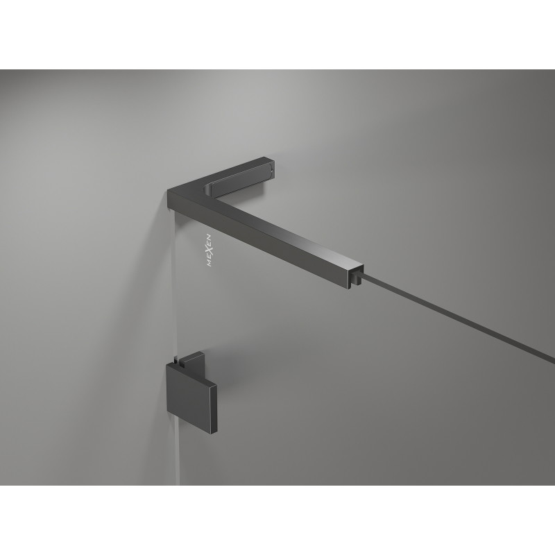 Mexen Lunar L Duo Duschkabine mit schwenkbarer linker Tür 90 x 80 cm, transparent, Gun Metal - 834L-090L-080P-95-00