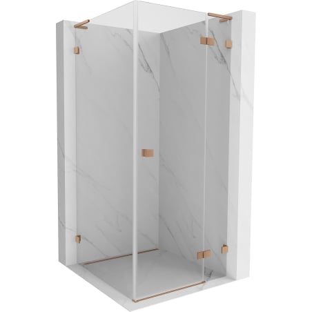Mexen Lunar L Duschkabine rechts öffnend 90 x 90 cm, transparent, gebürstetes Kupfer - 834L-090-090-65-00-P