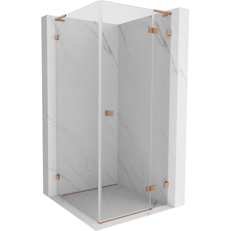 Mexen Lunar L Duschkabine, schwenkbar, rechts, 100 x 100 cm, transparent, gebürstetes Kupfer - 834L-100-100-65-00-P