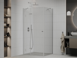 Mexen Roma Duschkabine, aufklappbar, 80 x 100 cm, transparent, Chrom - 854-080-100-01-00