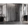 Mexen Lunar L Duschkabine, rechte Schwingtür, 90 x 90 cm, transparent, gebürstet, gun gray - 834L-090-090-66-00-P