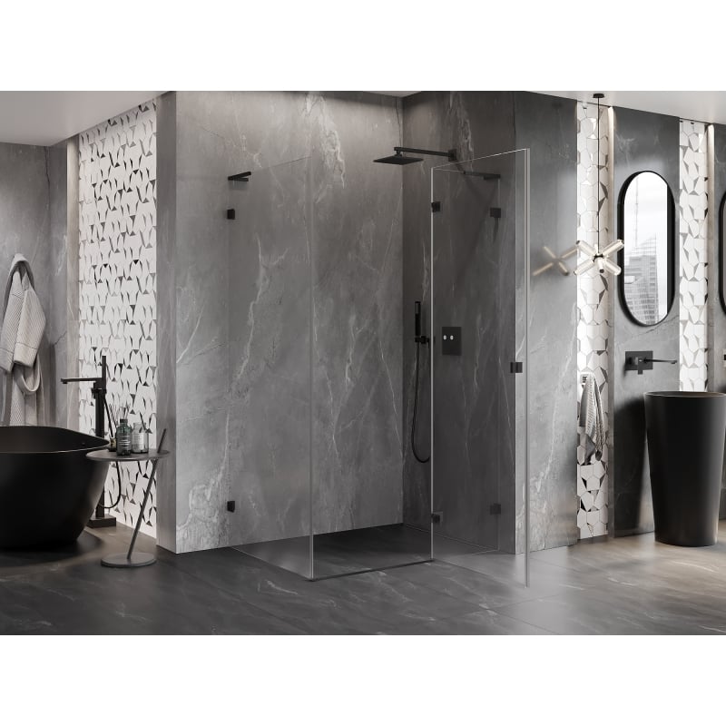 Mexen Lunar L Duschkabine mit Schwingtür rechts 95 x 90 cm, transparent, schwarz - 834L-095-090-70-00-P
