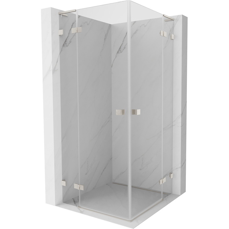 Mexen Lunar L Duo Duschkabine 80 x 80 cm, transparent, gebürstetes Nickel - 834L-080L-080P-97-00
