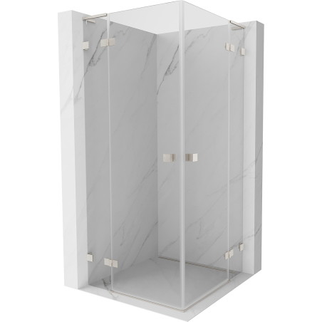 Mexen Lunar L Duo Duschkabine 80 x 80 cm, transparent, gebürstetes Nickel - 834L-080L-080P-97-00