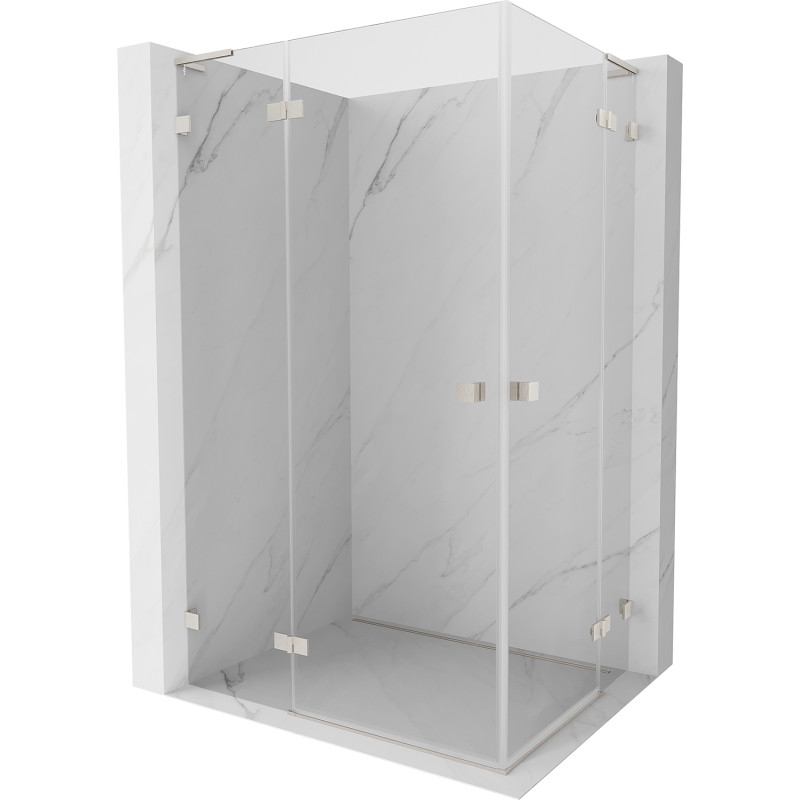 Mexen Lunar L Duo Duschkabine, links angeschlagen, 85 x 70 cm, transparent, gebürsteter Nickel - 834L-085L-070P-97-00