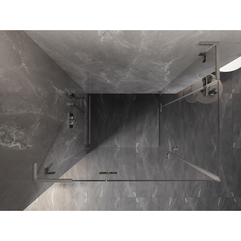 Mexen Lunar L Duo Duschkabine schwenkbar links 90 x 75 cm, transparent, gebürsteter Nickel - 834L-090L-075P-97-00
