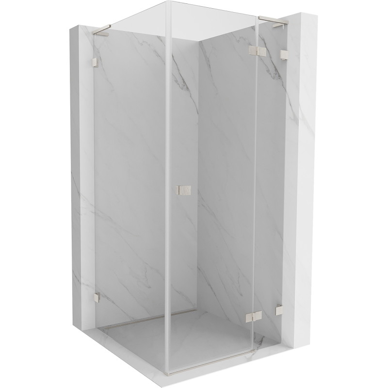 Mexen Lunar L Duschkabine rechts öffnend 80 x 80 cm, transparent, gebürstetes Nickel - 834L-080-080-97-00-P