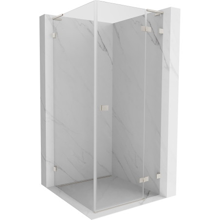 Mexen Lunar L Duschkabine rechts öffnend 80 x 80 cm, transparent, gebürstetes Nickel - 834L-080-080-97-00-P