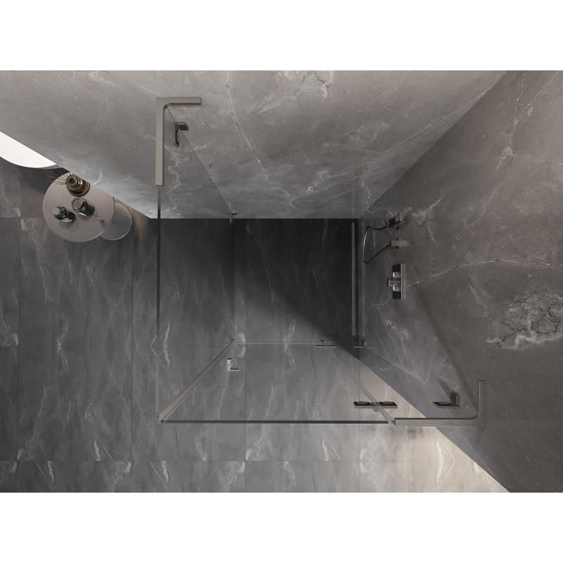 Mexen Lunar L Duschkabine rechts öffnend 80 x 80 cm, transparent, gebürstetes Nickel - 834L-080-080-97-00-P