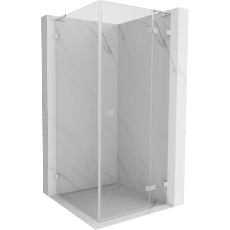 Mexen Lunar L Duschkabine rechts schwenkbar 90 x 90 cm, transparent, gebürstetes Nickel - 834L-090-090-97-00-P