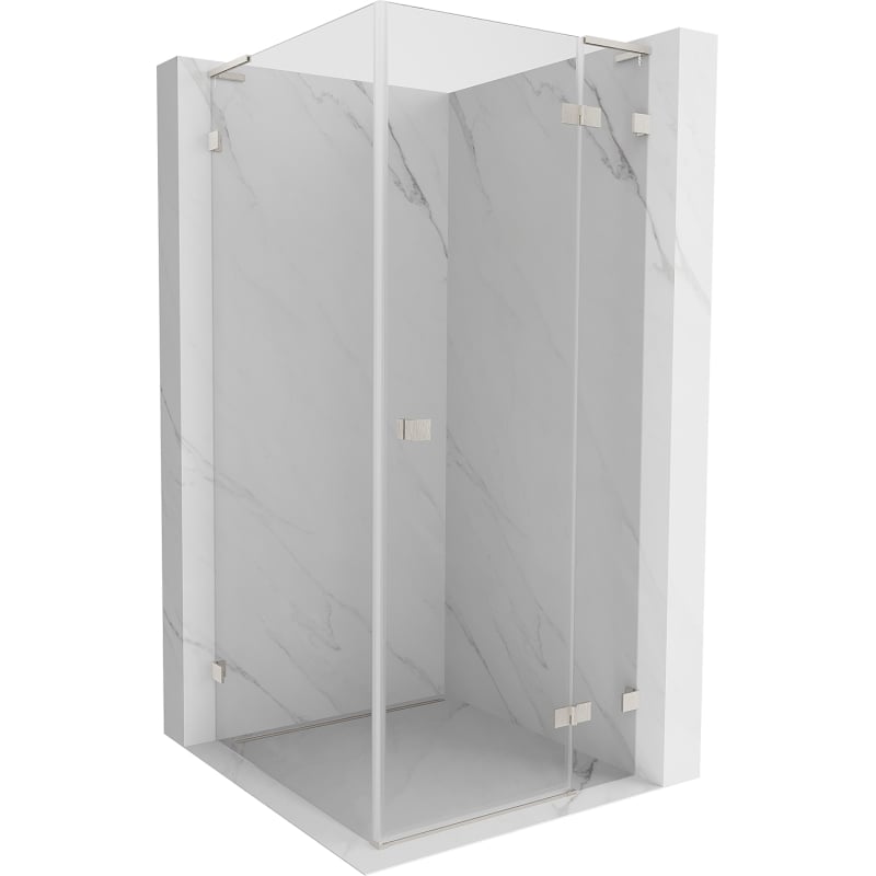 Mexen Lunar L Duschkabine mit Schwingtür rechts 100 x 100 cm, transparent, gebürsteter Nickel - 834L-100-100-97-00-P